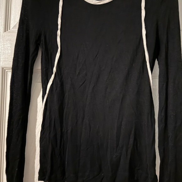 Rag & Bone black long sleve  Top with White Accents size XS - Picture 1 of 7